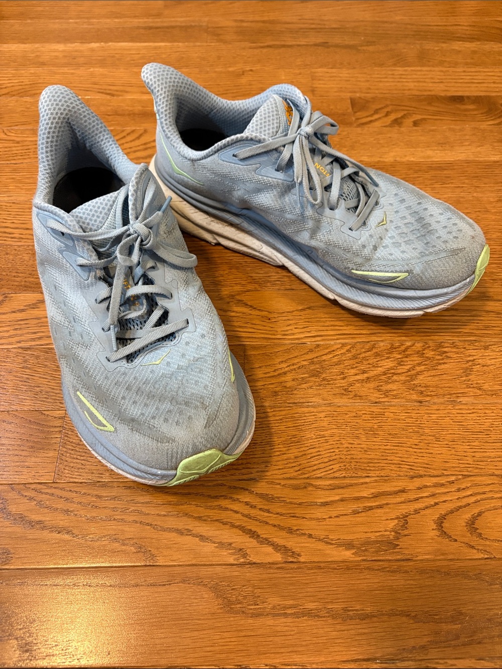 Hoka | Men’s Blue Orange and Green Clifton 9 Running Sneakers Size 13